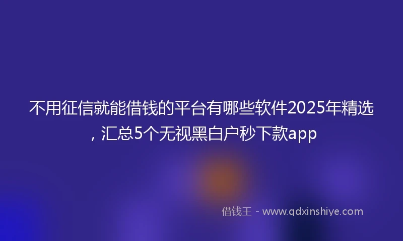 不用征信就能借钱的平台有哪些软件2025年精选，汇总5个无视黑白户秒下款app