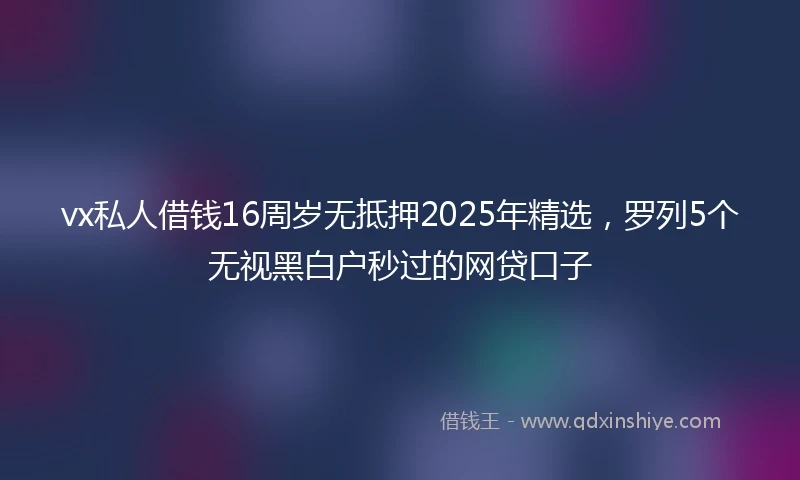 vx私人借钱16周岁无抵押2025年精选，罗列5个无视黑白户秒过的网贷口子