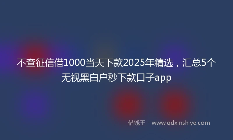 不查征信借1000当天下款2025年精选，汇总5个无视黑白户秒下款口子app