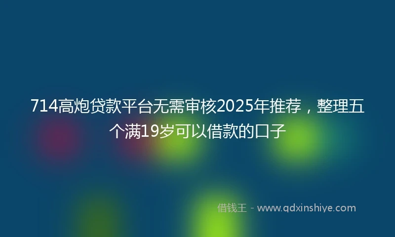 714高炮贷款平台无需审核2025年推荐，整理五个满19岁可以借款的口子