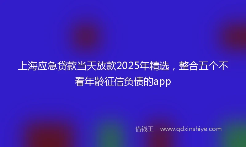 上海应急贷款当天放款2025年精选，整合五个不看年龄征信负债的app