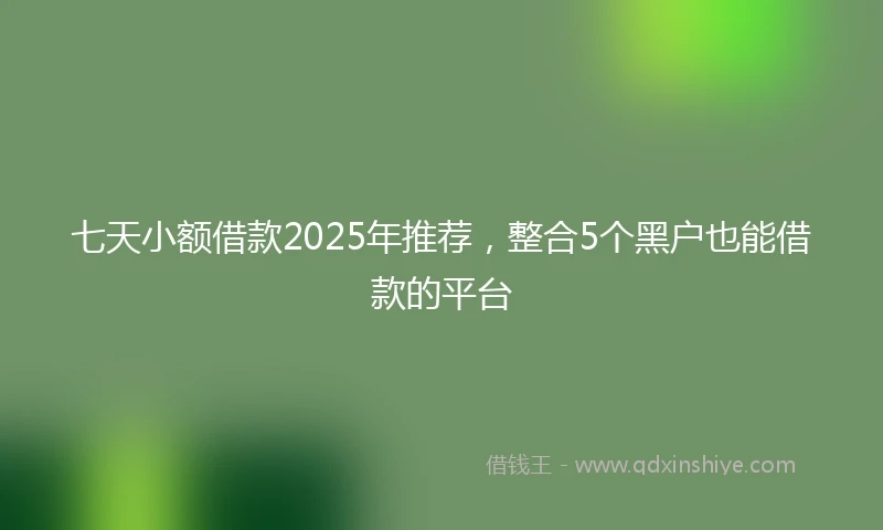 七天小额借款2025年推荐，整合5个黑户也能借款的平台