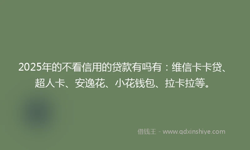 2025年的不看信用的贷款有吗有：维信卡卡贷、超人卡、安逸花、小花钱包、拉卡拉等。
