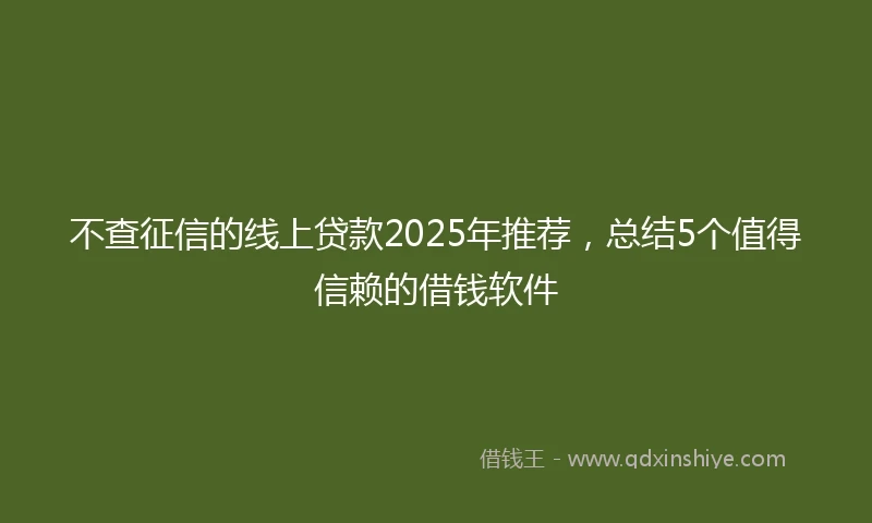 不查征信的线上贷款2025年推荐，总结5个值得信赖的借钱软件