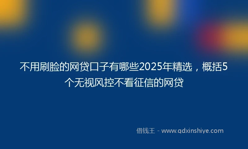 不用刷脸的网贷口子有哪些2025年精选，概括5个无视风控不看征信的网贷