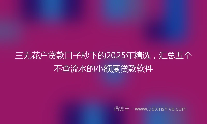 三无花户贷款口子秒下的2025年精选，汇总五个不查流水的小额度贷款软件