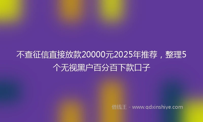不查征信直接放款20000元2025年推荐，整理5个无视黑户百分百下款口子
