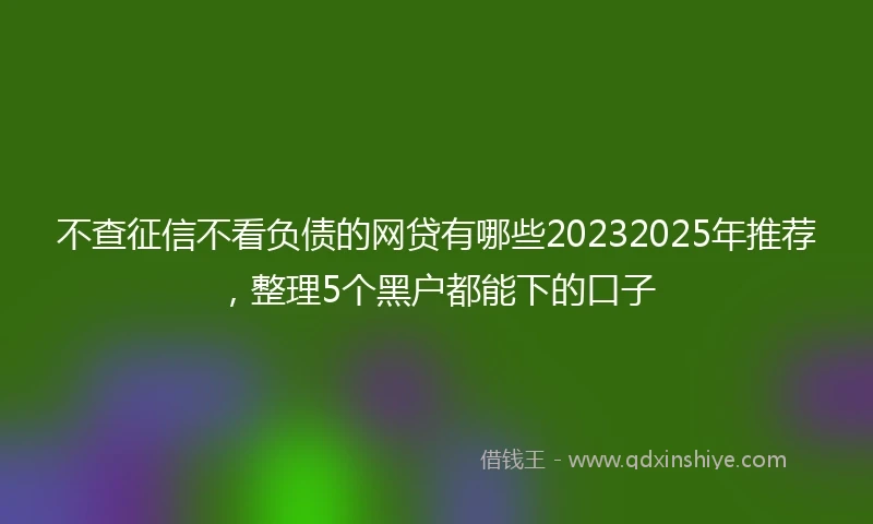 不查征信不看负债的网贷有哪些20232025年推荐,整理5个黑户都能下的口子