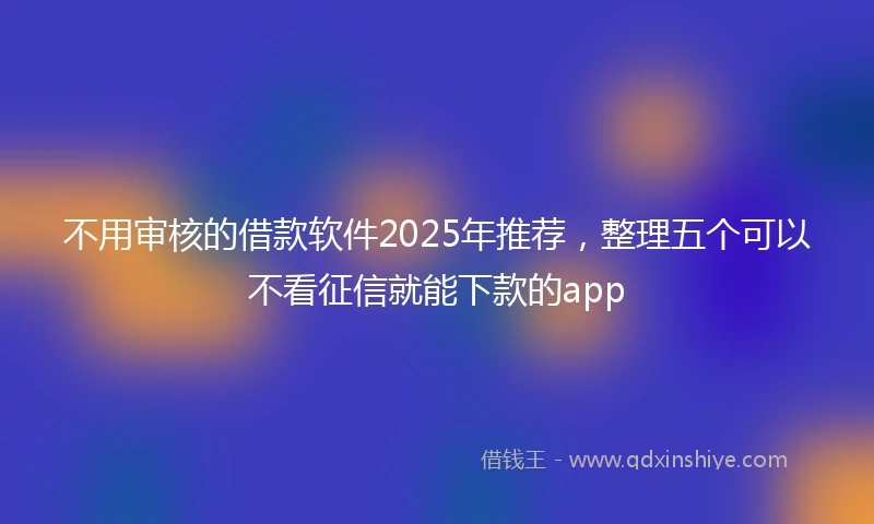 不用审核的借款软件2025年推荐，整理五个可以不看征信就能下款的app