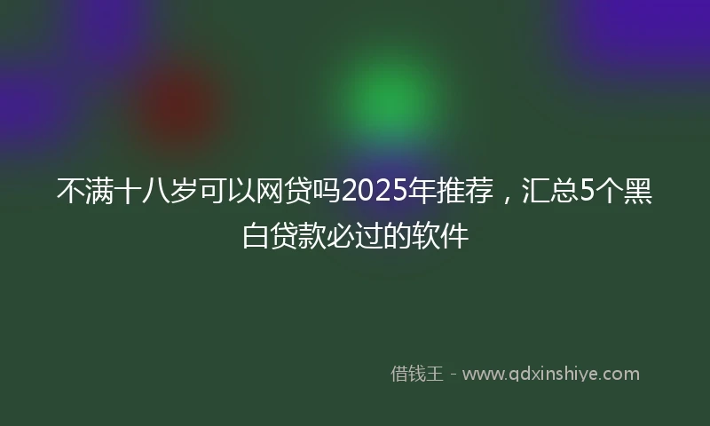 不满十八岁可以网贷吗2025年推荐，汇总5个黑白贷款必过的软件