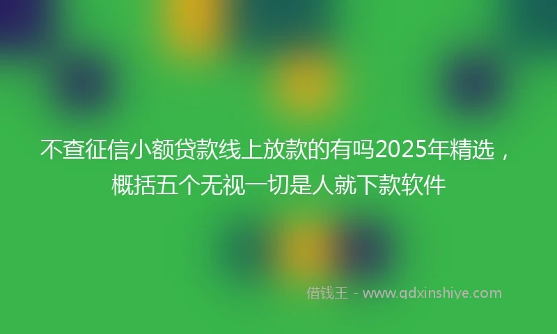 不查征信小额贷款线上放款的有吗2025年精选，概括五个无视一切是人就下款软件