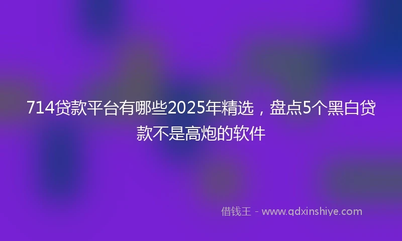 714贷款平台有哪些2025年精选，盘点5个黑白贷款不是高炮的软件