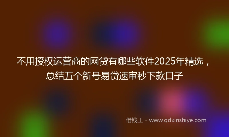不用授权运营商的网贷有哪些软件2025年精选，总结五个新号易贷速审秒下款口子
