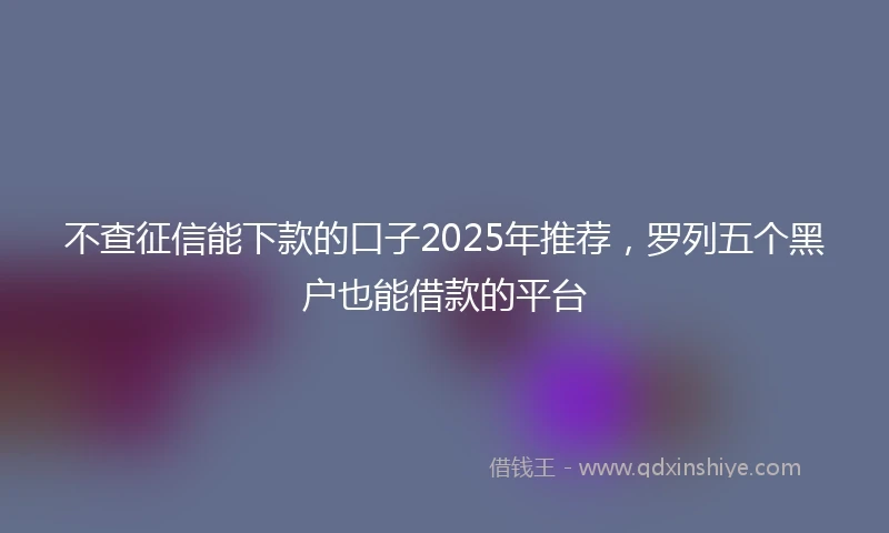 不查征信能下款的口子2025年推荐，罗列五个黑户也能借款的平台