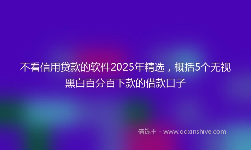 不看信用贷款的软件2025年精选，概括5个无视黑白百分百下款的借款口子