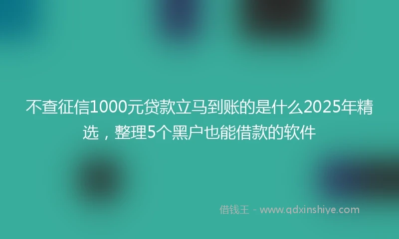 不查征信1000元贷款立马到账的是什么2025年精选，整理5个黑户也能借款的软件