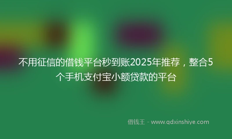 不用征信的借钱平台秒到账2025年推荐，整合5个手机支付宝小额贷款的平台