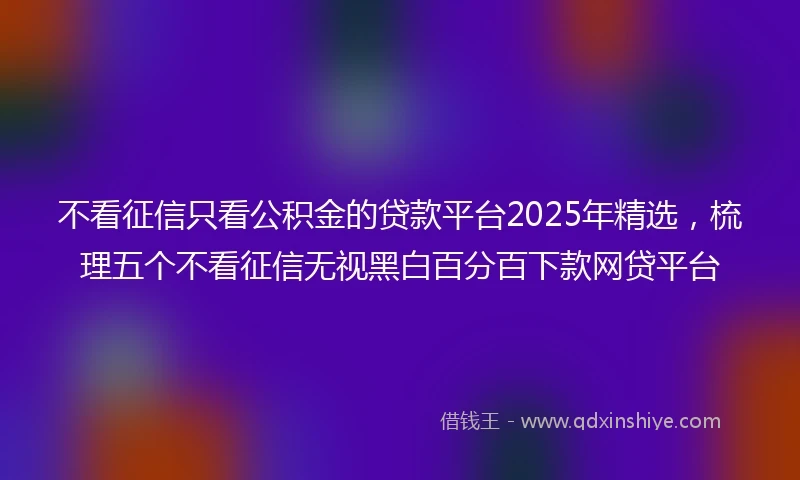 不看征信只看公积金的贷款平台2025年精选，梳理五个不看征信无视黑白百分百下款网贷平台