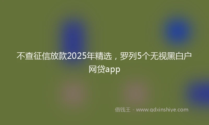 不查征信放款2025年精选，罗列5个无视黑白户网贷app