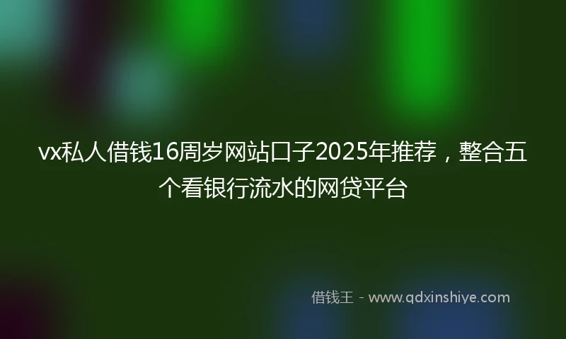 vx私人借钱16周岁网站口子2025年推荐，整合五个看银行流水的网贷平台