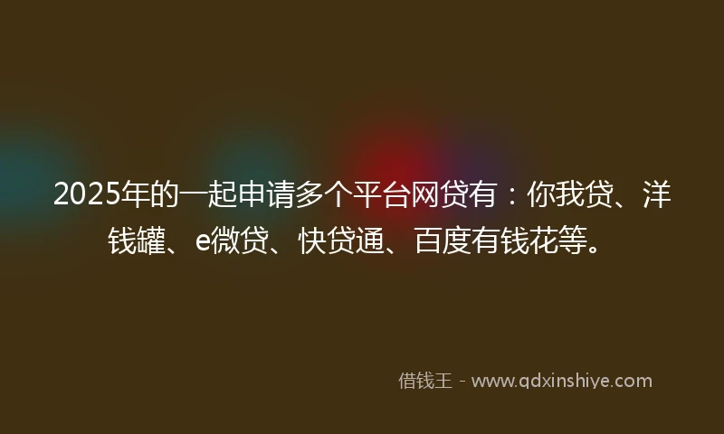 2025年的一起申请多个平台网贷有：你我贷、洋钱罐、e微贷、快贷通、百度有钱花等。