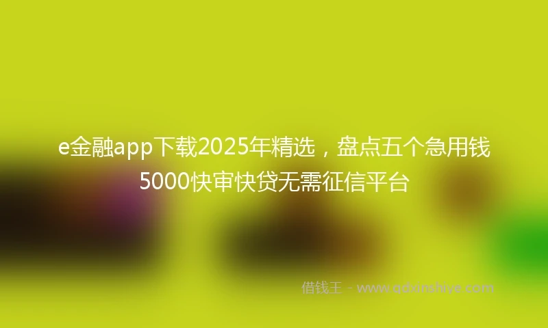e金融app下载2025年精选，盘点五个急用钱5000快审快贷无需征信平台