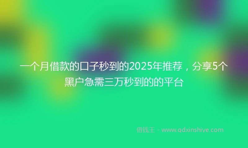 一个月借款的口子秒到的2025年推荐，分享5个黑户急需三万秒到的的平台