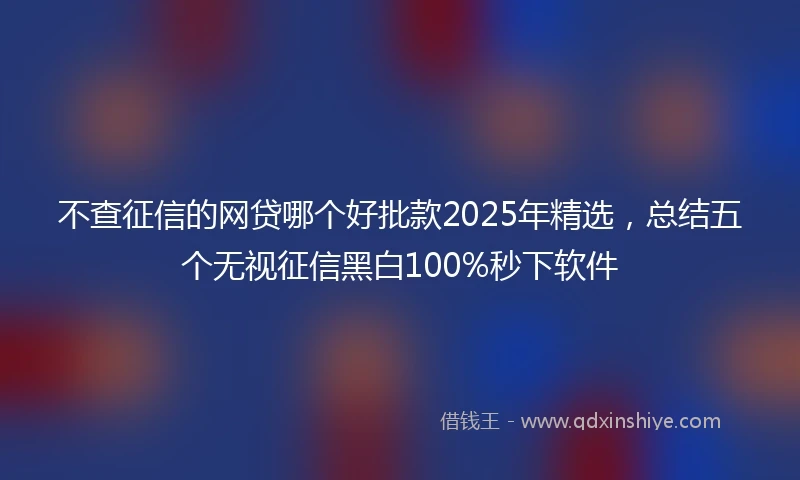 不查征信的网贷哪个好批款2025年精选,总结五个无视征信黑白100%秒下软件