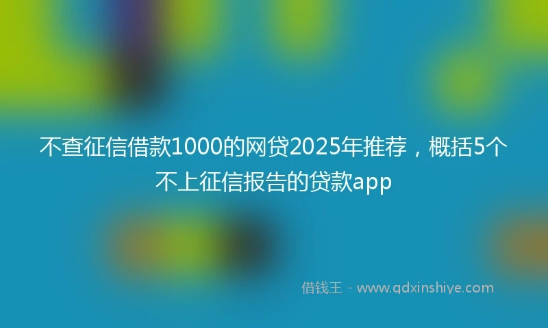 不查征信借款1000的网贷2025年推荐，概括5个不上征信报告的贷款app