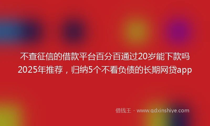 不查征信的借款平台百分百通过20岁能下款吗2025年推荐，归纳5个不看负债的长期网贷app