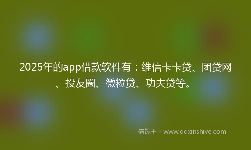 2025年的app借款软件有:维信卡卡贷、团贷网、投友圈、微粒贷、功夫贷等。