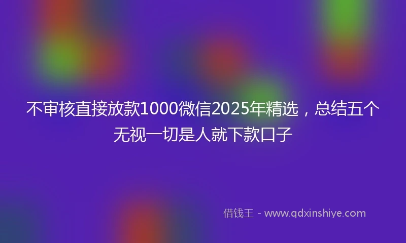 不审核直接放款1000微信2025年精选，总结五个无视一切是人就下款口子