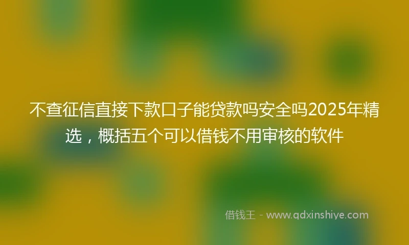 不查征信直接下款口子能贷款吗安全吗2025年精选，概括五个可以借钱不用审核的软件