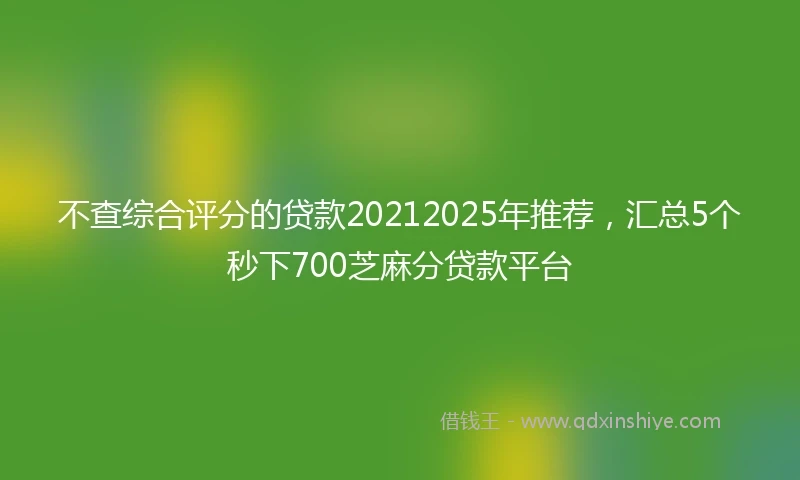 不查综合评分的贷款20212025年推荐，汇总5个秒下700芝麻分贷款平台