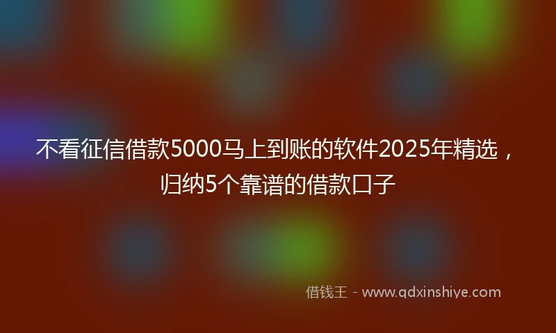 不看征信借款5000马上到账的软件2025年精选，归纳5个靠谱的借款口子