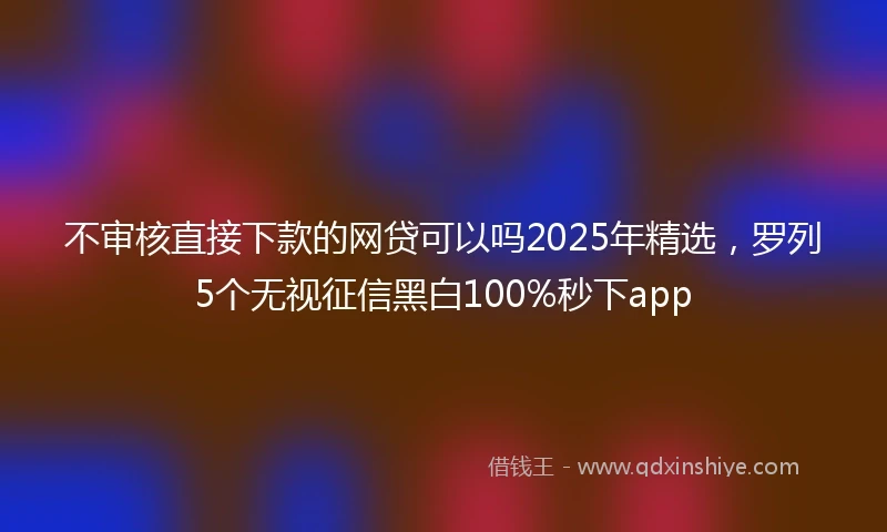 不审核直接下款的网贷可以吗2025年精选，罗列5个无视征信黑白100%秒下app
