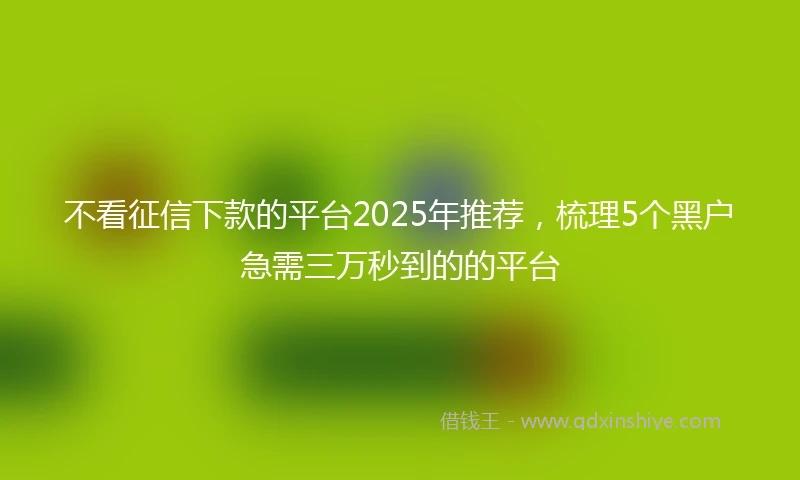 不看征信下款的平台2025年推荐，梳理5个黑户急需三万秒到的的平台