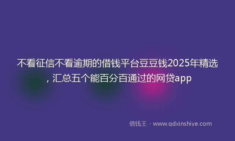 不看征信不看逾期的借钱平台豆豆钱2025年精选,汇总五个能百分百通过的网贷app