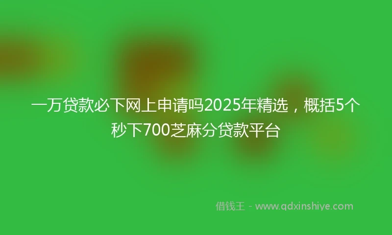 一万贷款必下网上申请吗2025年精选，概括5个秒下700芝麻分贷款平台