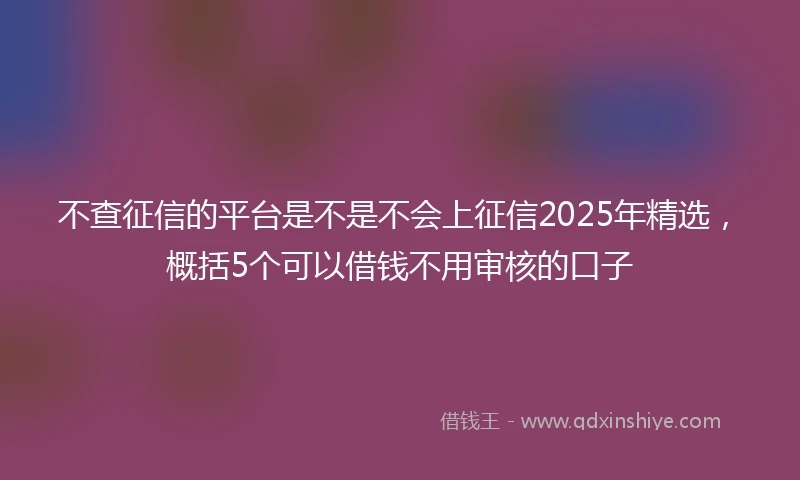 不查征信的平台是不是不会上征信2025年精选，概括5个可以借钱不用审核的口子