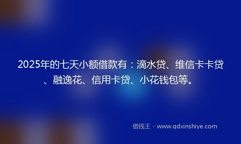 2025年的七天小额借款有：滴水贷、维信卡卡贷、融逸花、信用卡贷、小花钱包等。