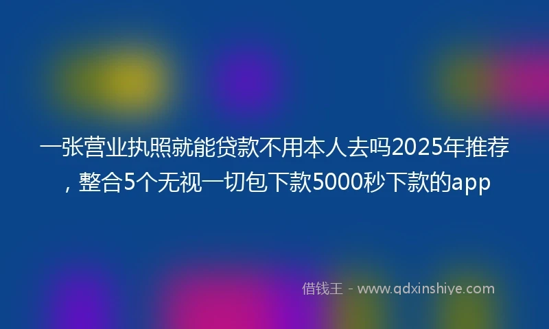 一张营业执照就能贷款不用本人去吗2025年推荐，整合5个无视一切包下款5000秒下款的app