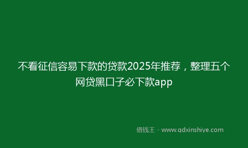 不看征信容易下款的贷款2025年推荐，整理五个网贷黑口子必下款app