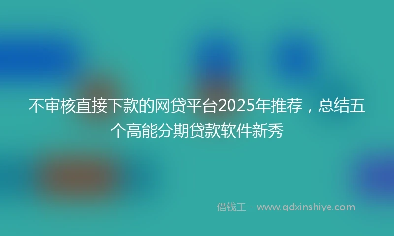 不审核直接下款的网贷平台2025年推荐,总结五个高能分期贷款软件新秀