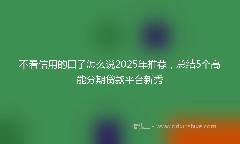 不看信用的口子怎么说2025年推荐，总结5个高能分期贷款平台新秀