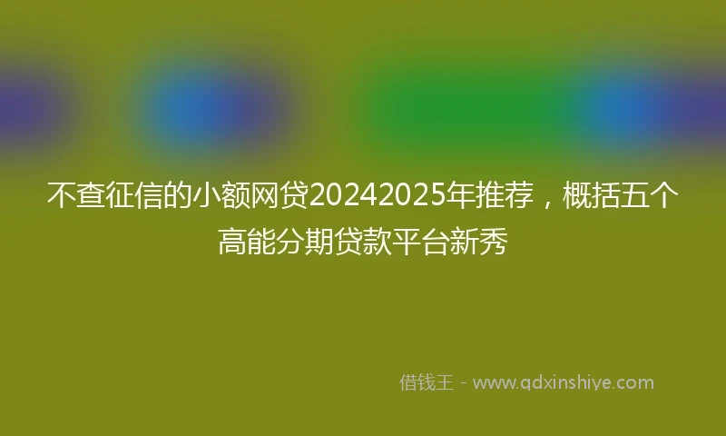 不查征信的小额网贷20242025年推荐，概括五个高能分期贷款平台新秀
