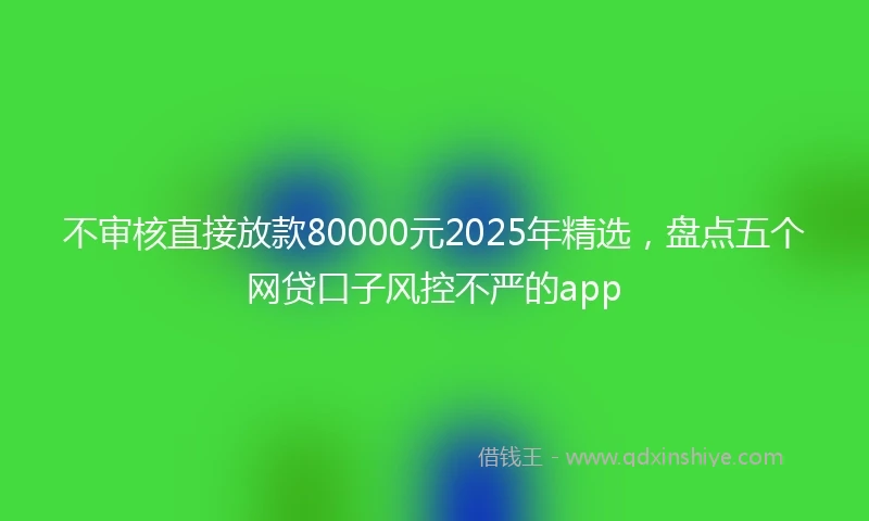 不审核直接放款80000元2025年精选，盘点五个网贷口子风控不严的app