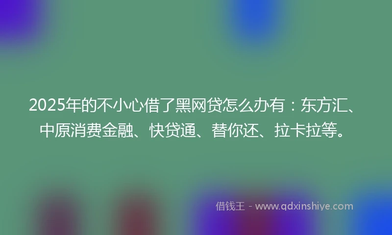 2025年的不小心借了黑网贷怎么办有：东方汇、中原消费金融、快贷通、替你还、拉卡拉等。