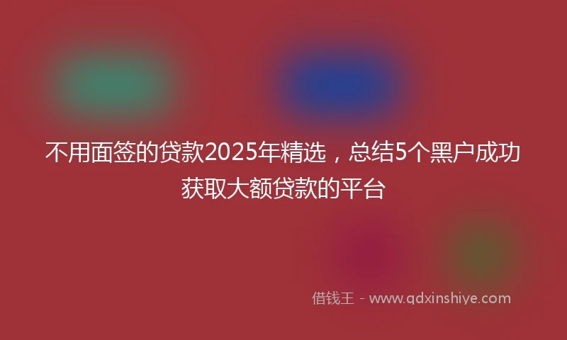 不用面签的贷款2025年精选，总结5个黑户成功获取大额贷款的平台