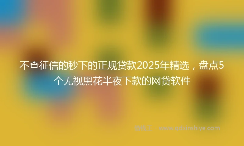 不查征信的秒下的正规贷款2025年精选，盘点5个无视黑花半夜下款的网贷软件